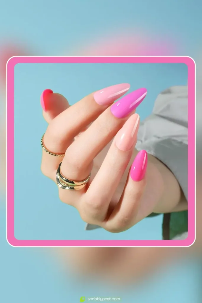 Almond Press-On Nails Medium Length Glossy Set