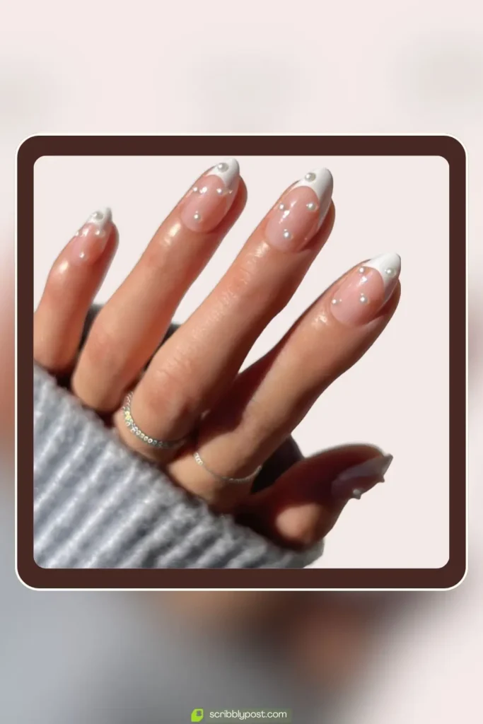 Bridal Press-On Nails Blush Pearl Almond Set