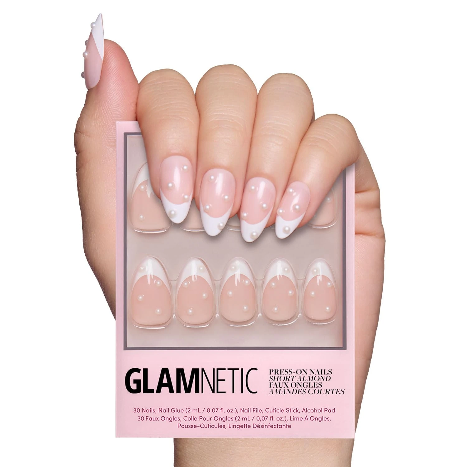Bridal Press-On Nails Blush Pearl Almond Set