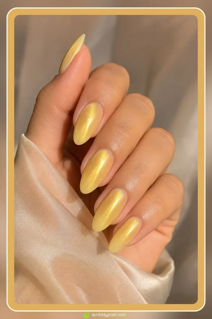 Butter Yellow Cat Eye Nails