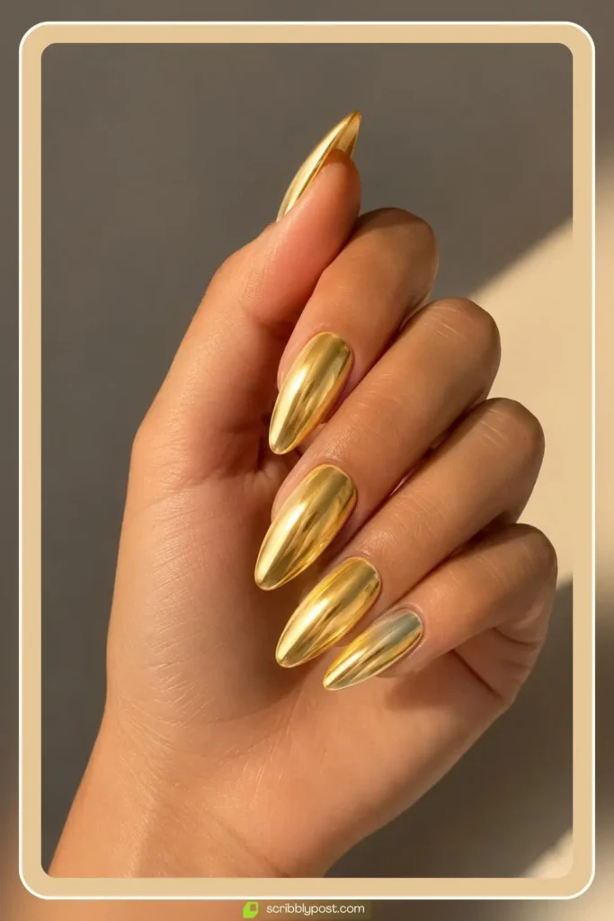 Butter Yellow Chrome Nails