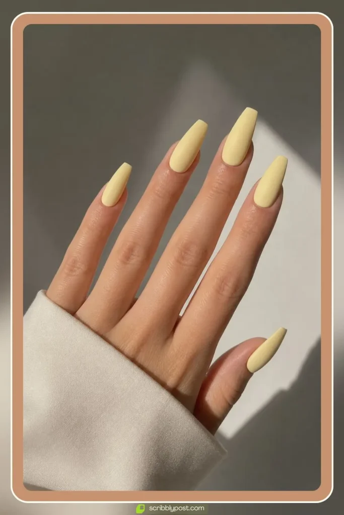 Butter Yellow Matte Nails