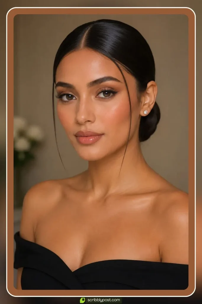 Center Part Slick with Low Bun