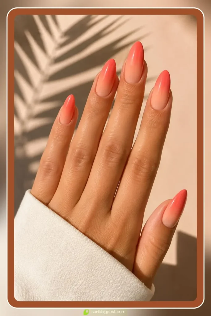 Coral Peach Ombre Nails