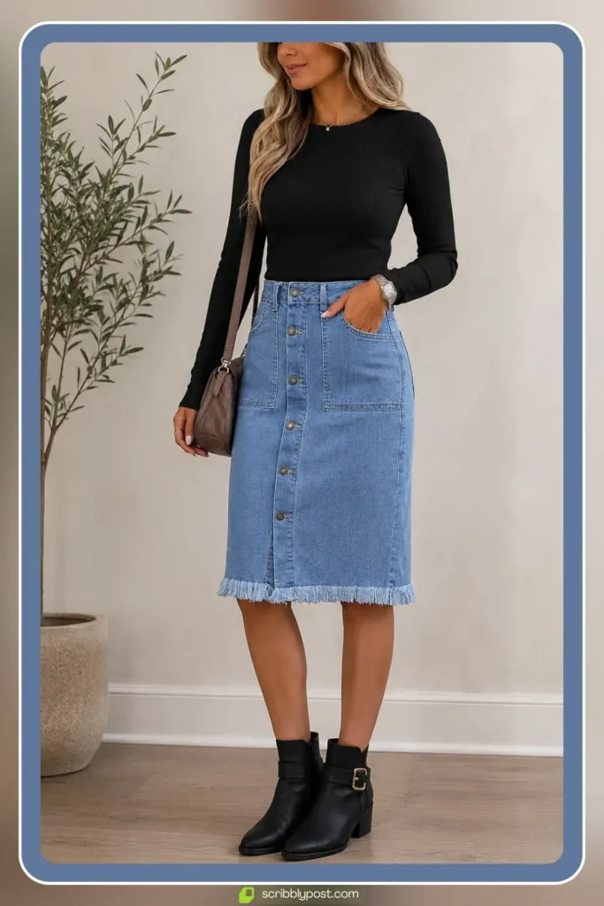 Denim Midi Skirt