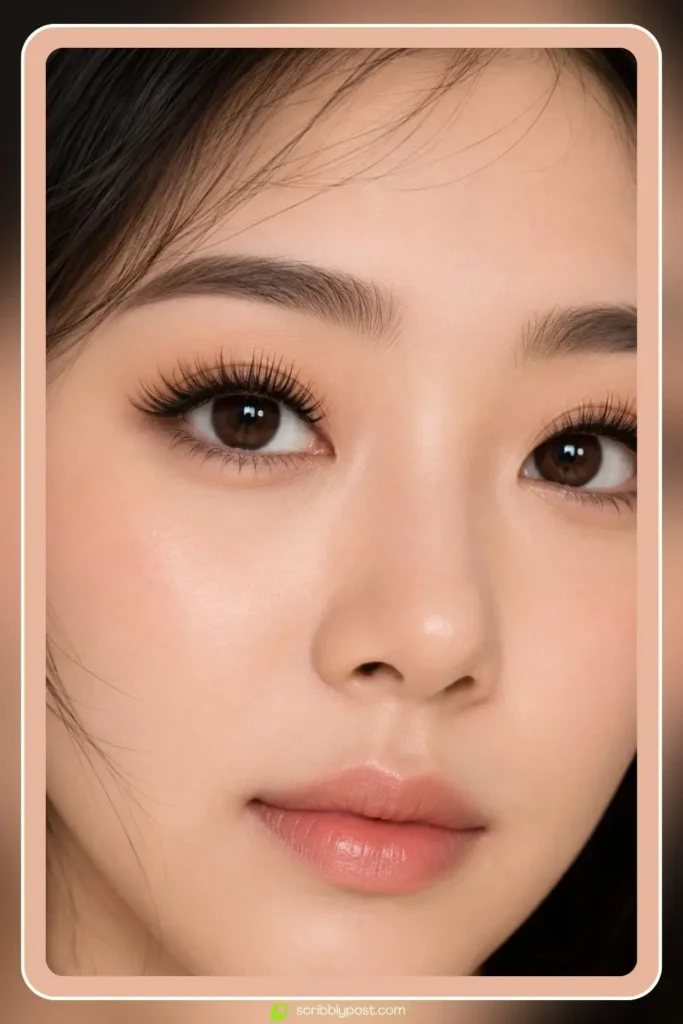 Doll eye lash extensions with the longest lengths at the center of the eye creating a round open look