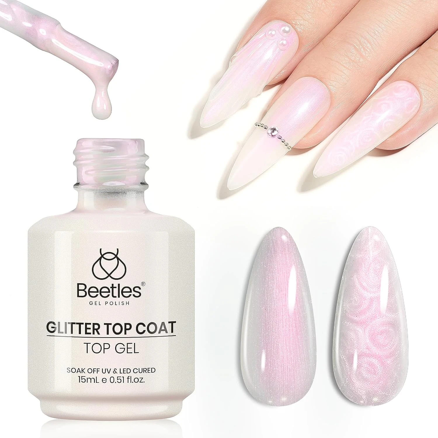 Iridescent Pearl Top Coat Nails