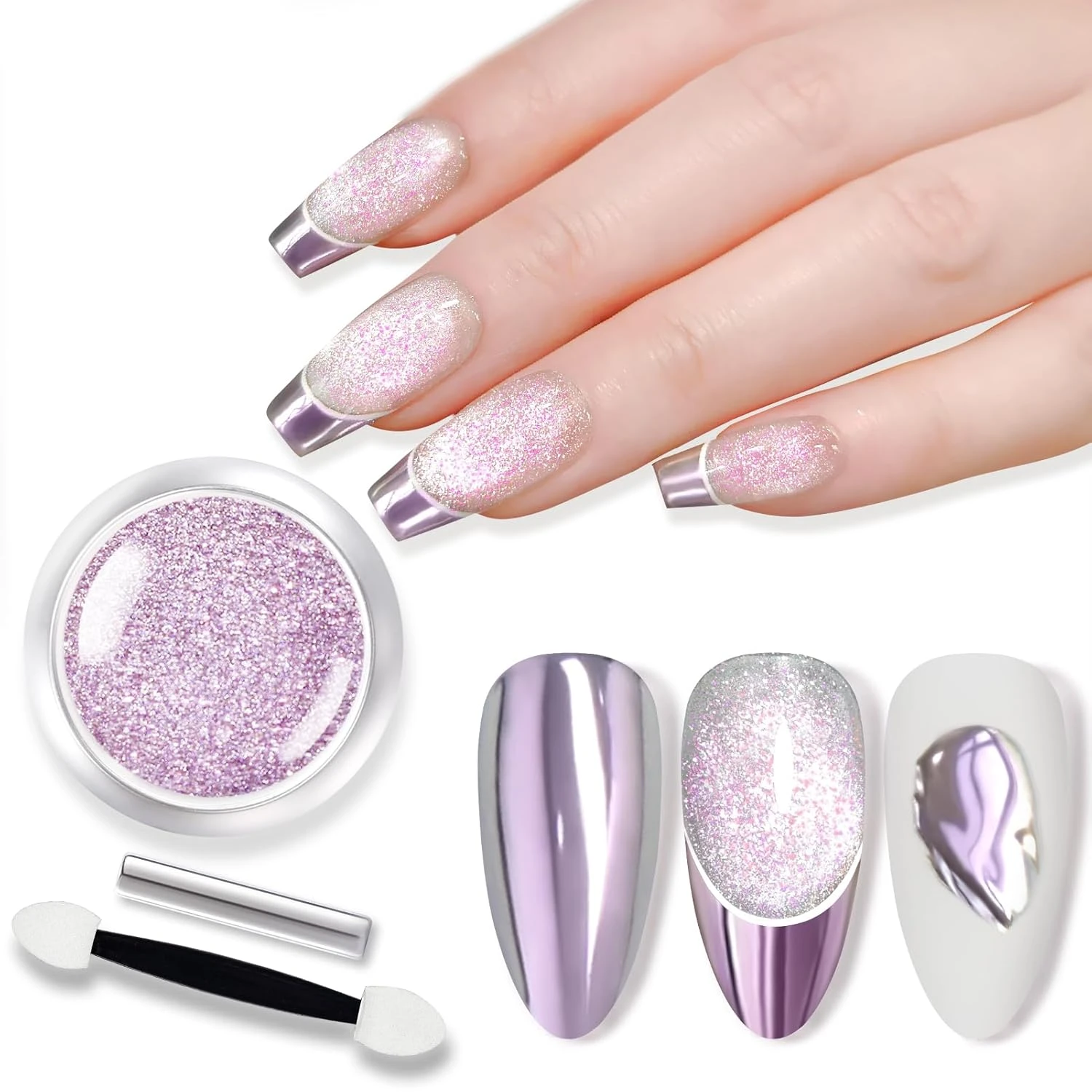 Lavender Chrome Nail Powder Mirror Pigment