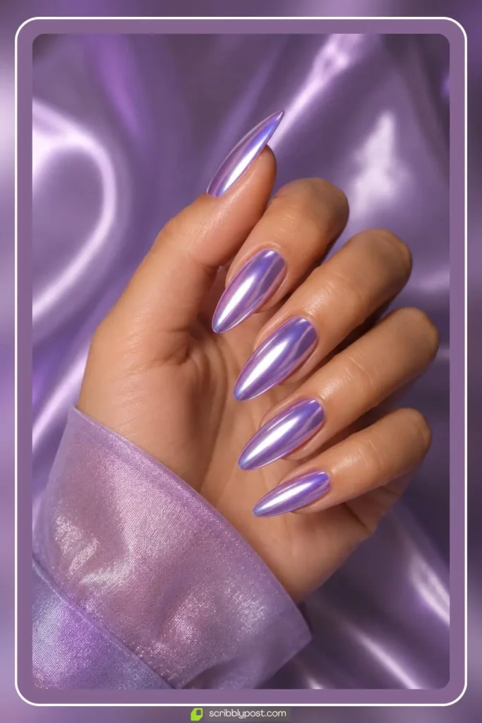 Lavender Chrome Nails