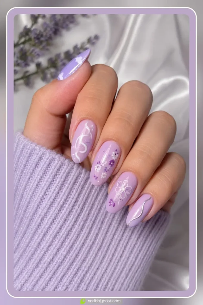 Lavender Nails with Design