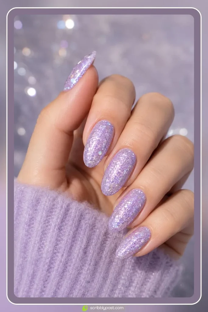 Lavender Nails with Glitter