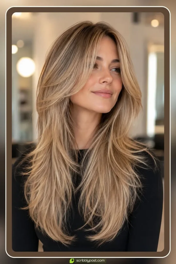 Long Cascading Layers for Fine Hair