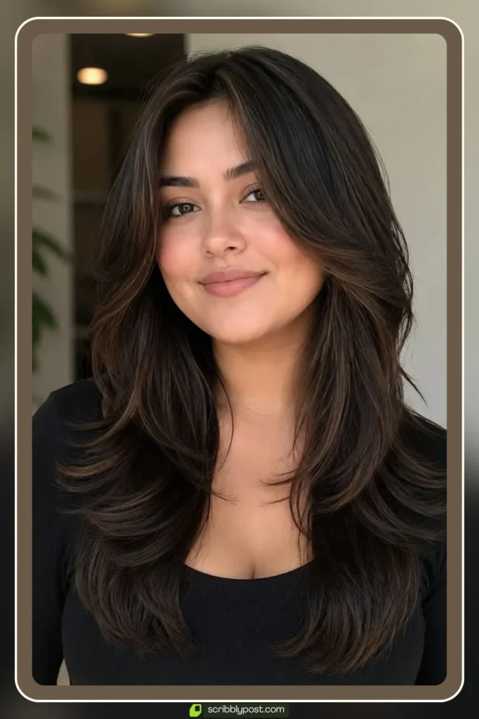Long Layered Haircut for Chubby Face
