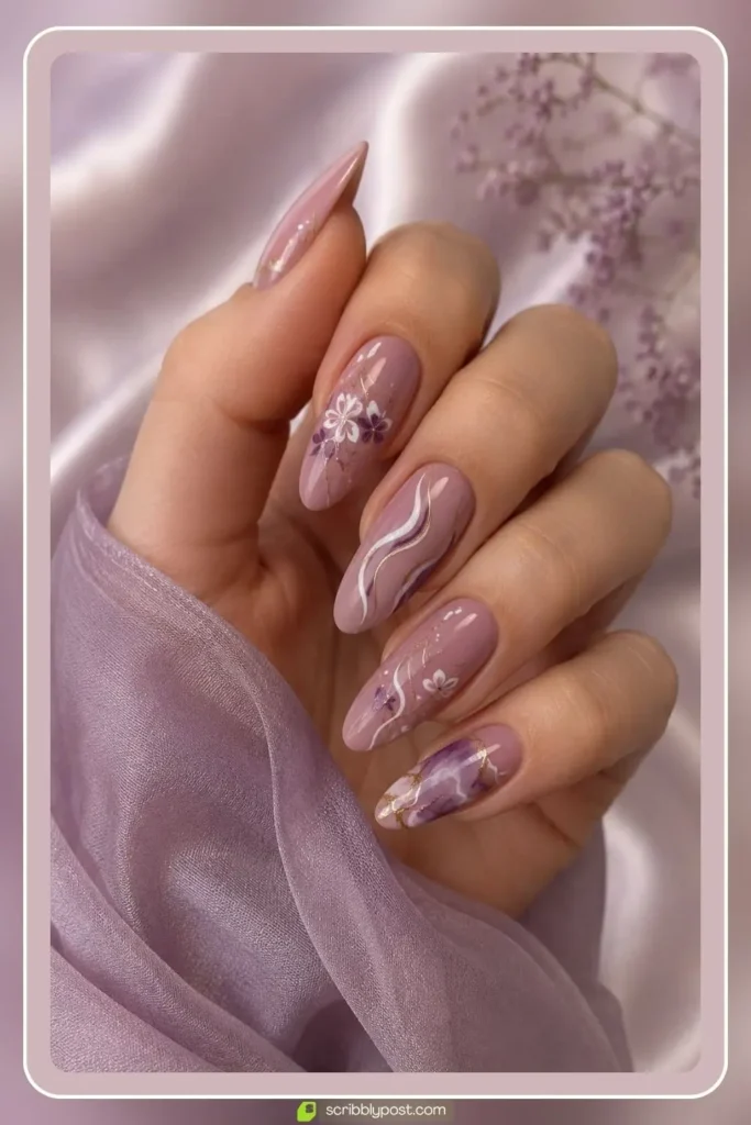 Mauve Nails with Design