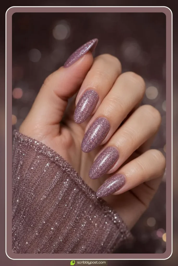 Mauve Nails with Glitter