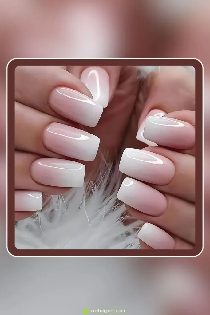 Ombre Gradient Press-On Nails Blush To White