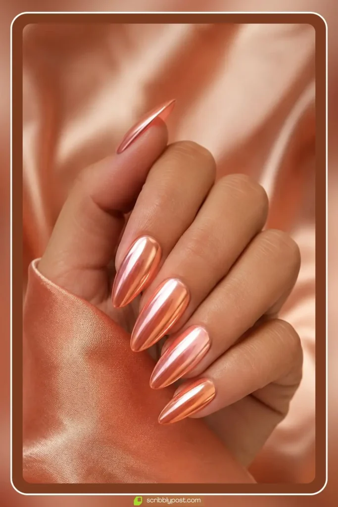 Peach Chrome Nails