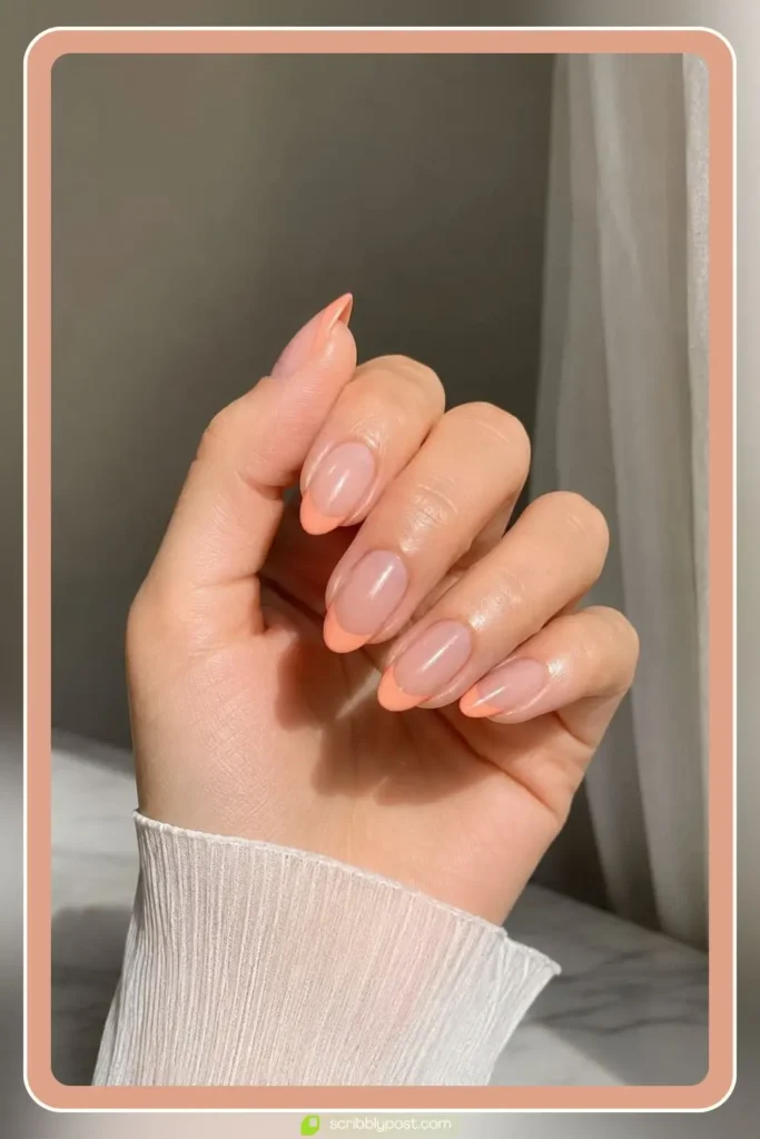 Peach French Tip Nails