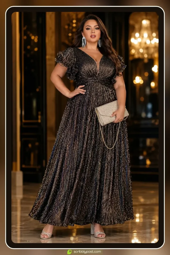 Plus size A-line formal prom gown with structured bodice for a flattering silhouette