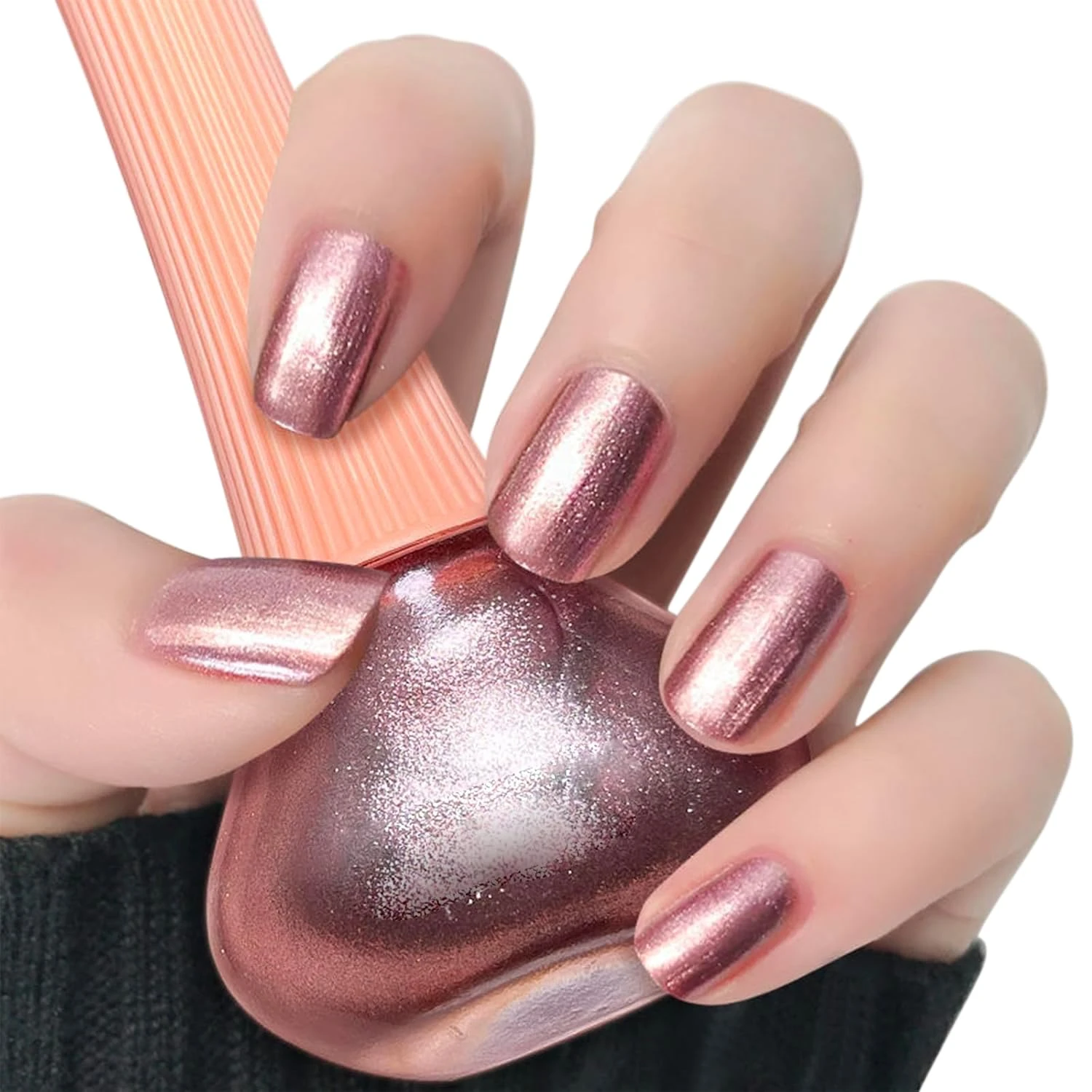 Rose Gold Mauve Nail Polish Shimmer Finish