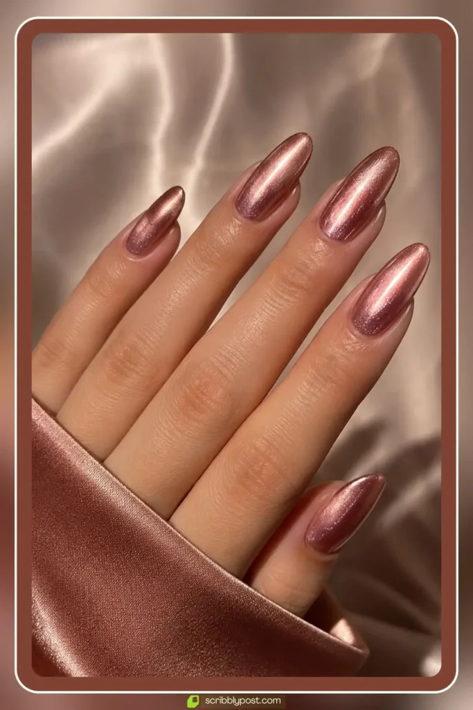 Rose Gold Mauve Nails