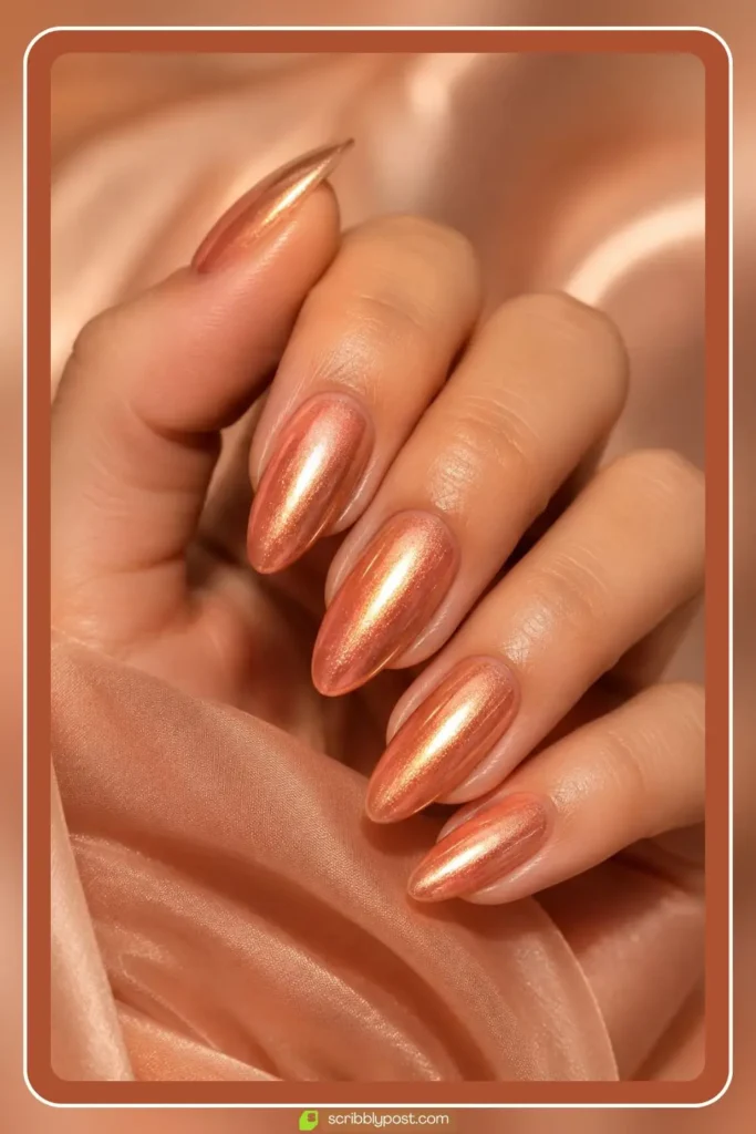 Rose Gold Peach Nails