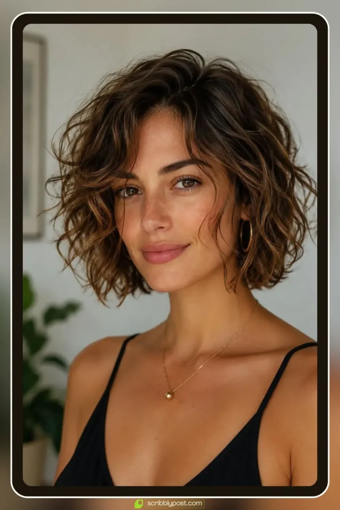 Short wavy layered haircut with defined wave pattern and layered movement on 2B hair