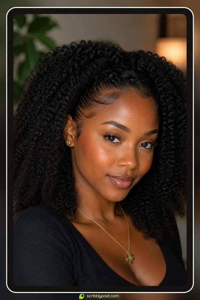 Sleek Front with Natural Hair Down