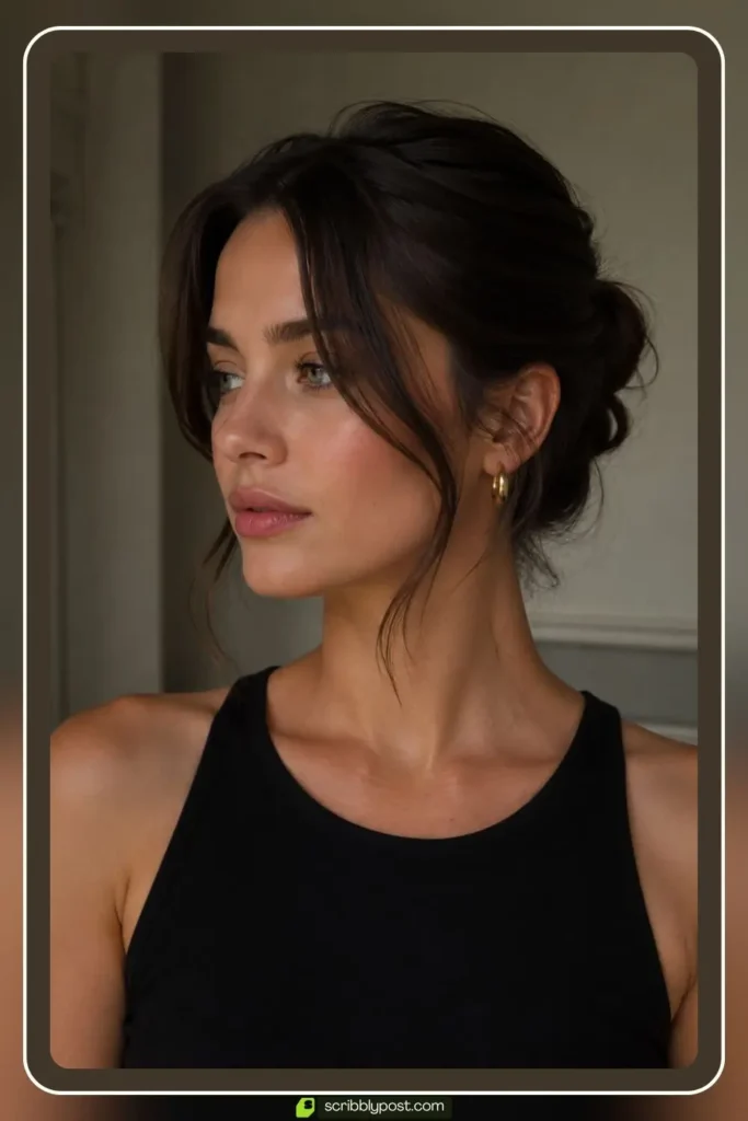 Slicked Front with Curtain Bangs Left Out