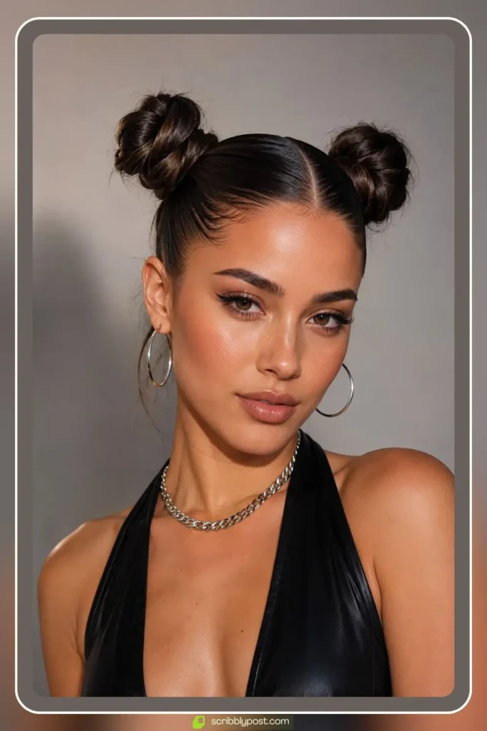 Slicked Front with Space Buns