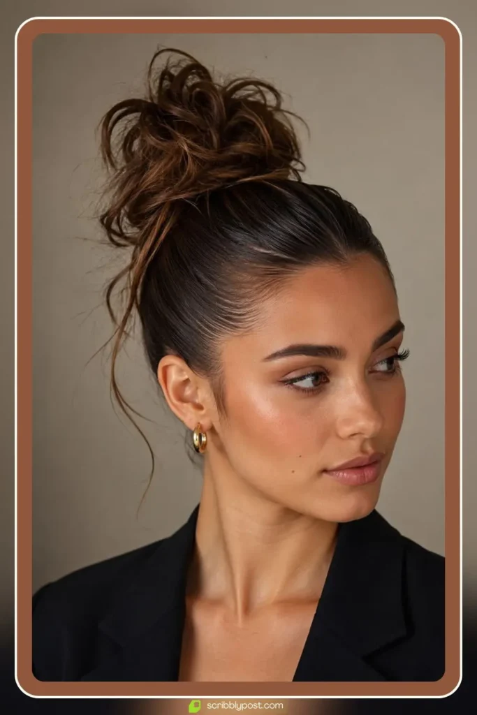 Slicked Front with Textured Messy Bun