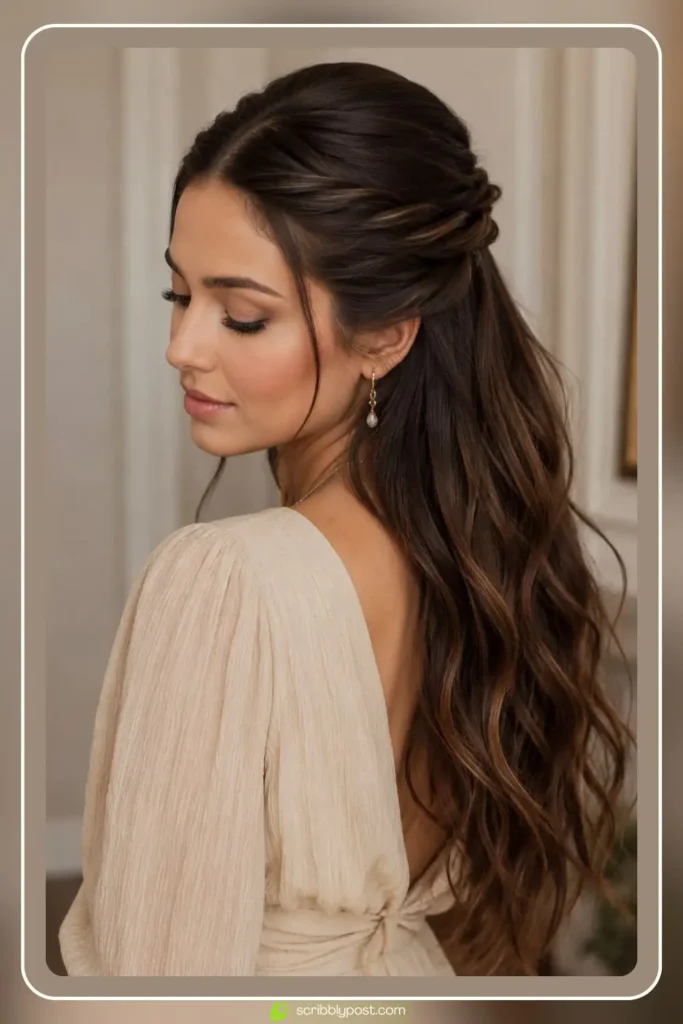Slicked Front with a Twisted Half-Up