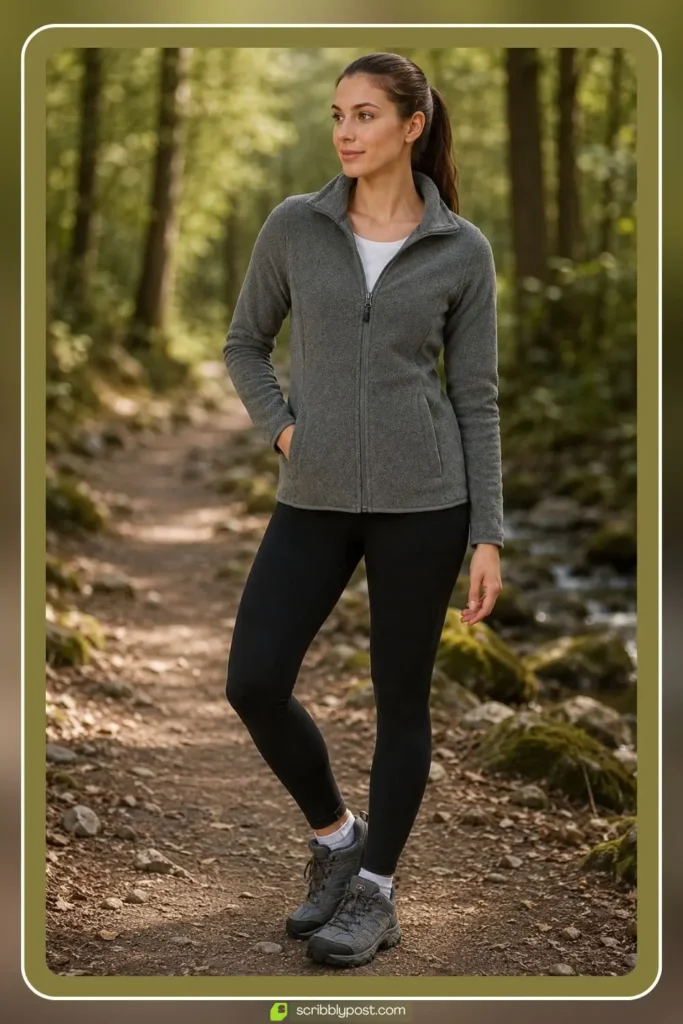 hermal Leggings with Fleece Pullover and Hiking Boots