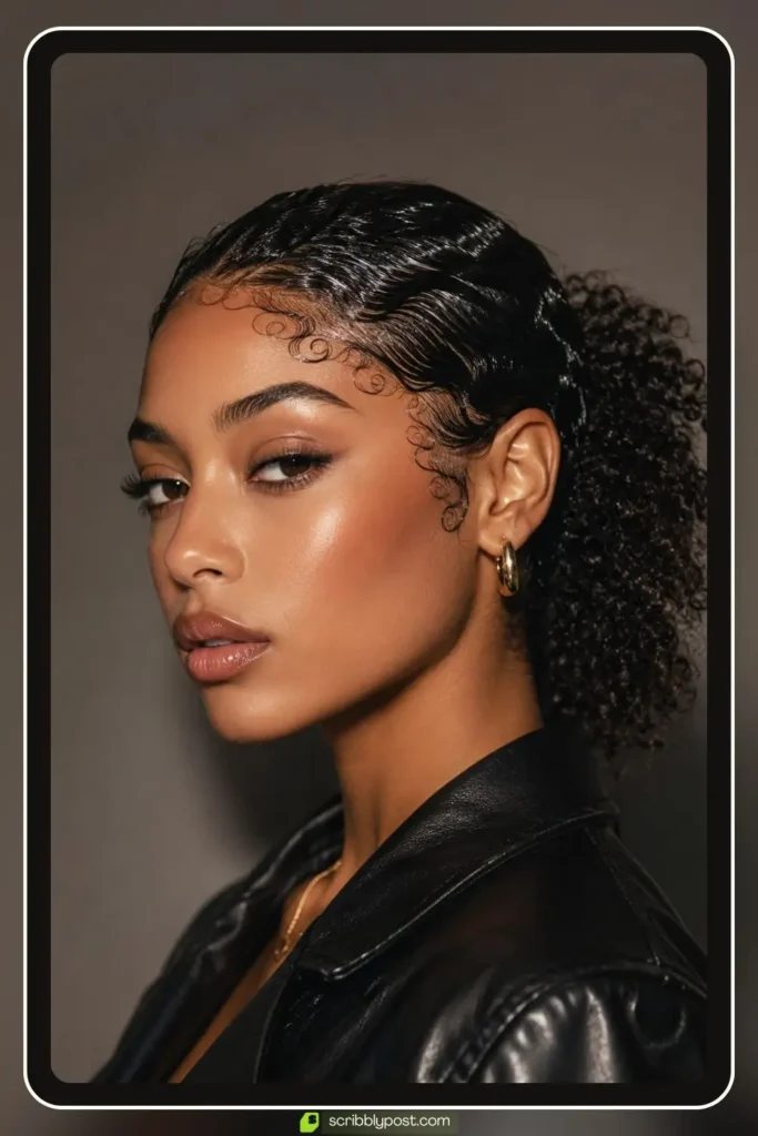 Wet Look Slick Front with Curls
