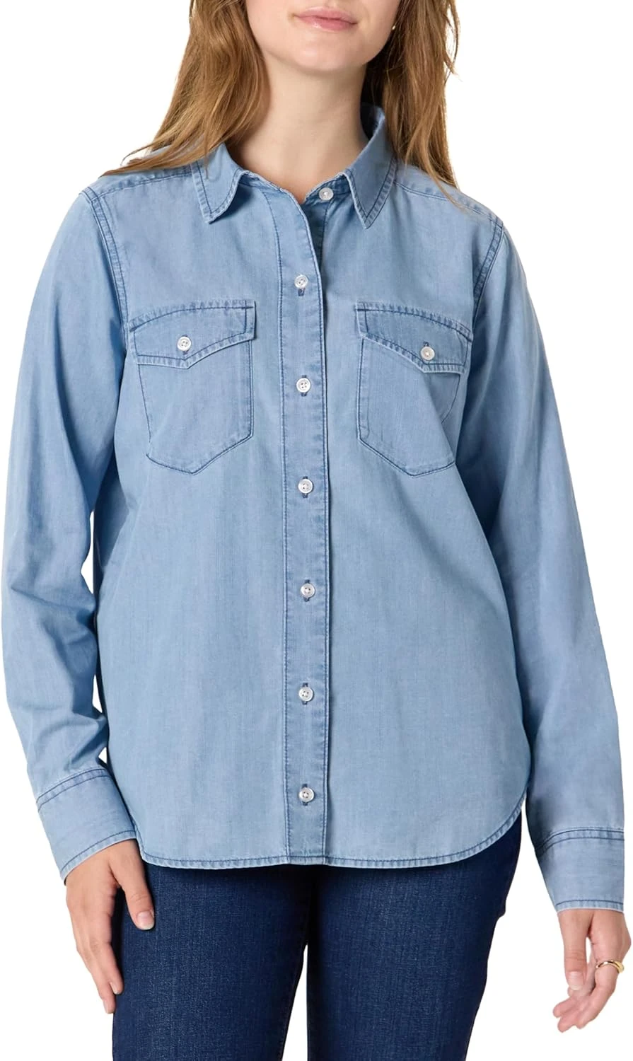 Chambray Button-Down Denim Shirt