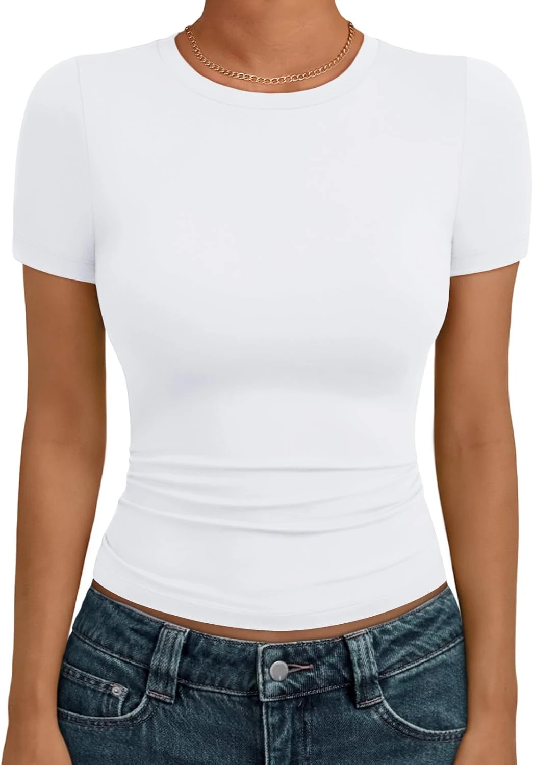 Fitted White Crew-Neck Tee