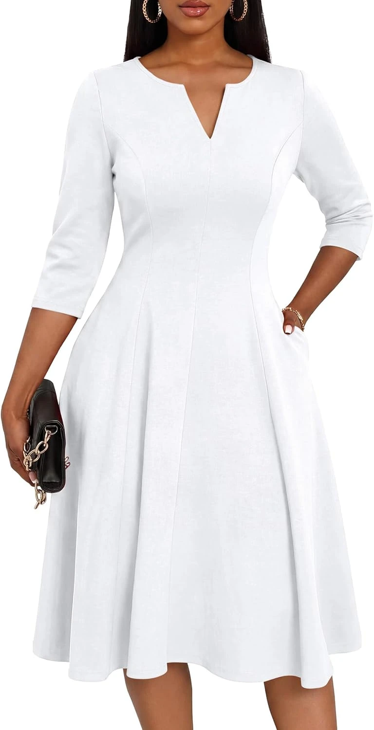 White Fit-And-Flare Midi Dress