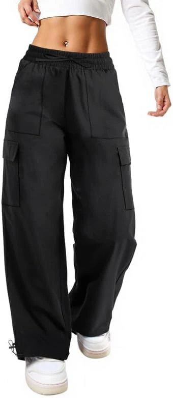 Wide-Leg Nylon Outdoor Trousers Earth Tone