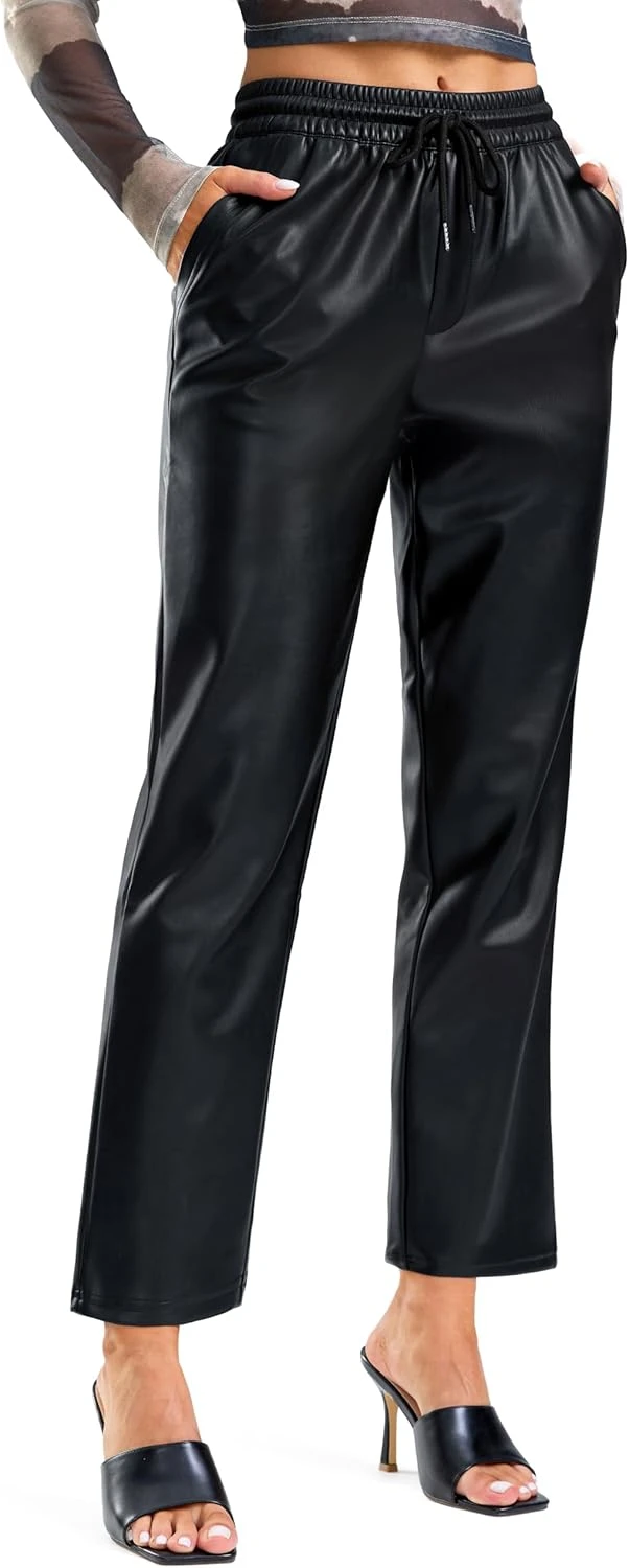 Faux Leather Straight Pants