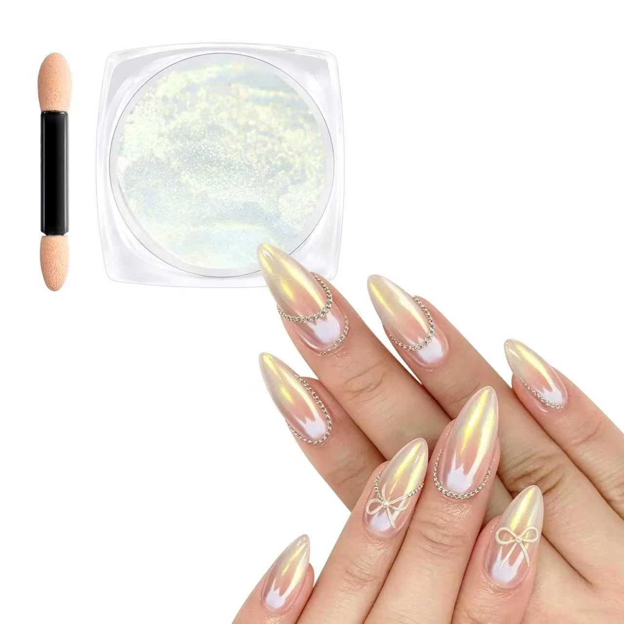 Yellow Chrome Nail Powder Mirror Finish