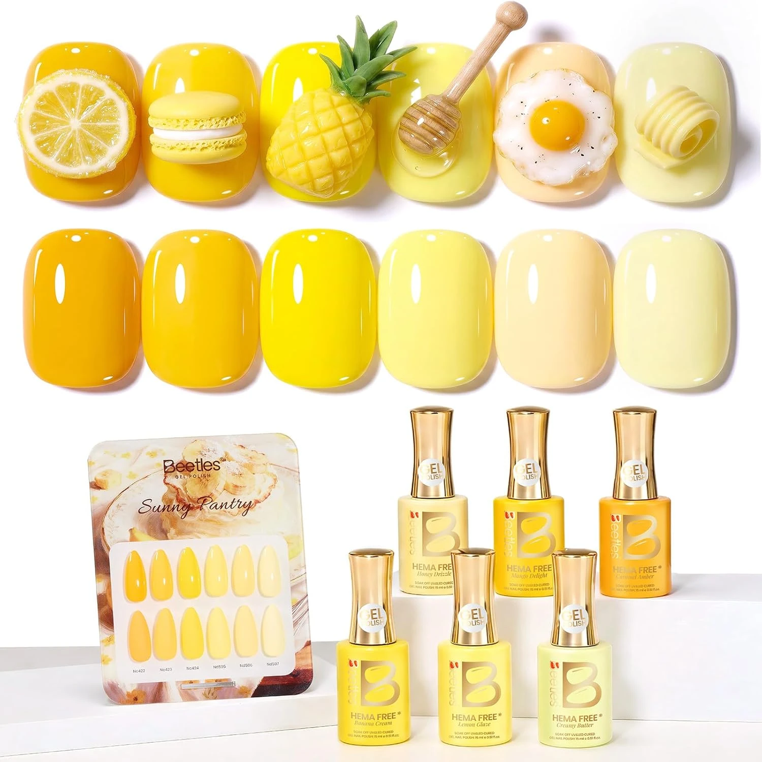 Yellow neon nail polish set for bright bold summer nail designs