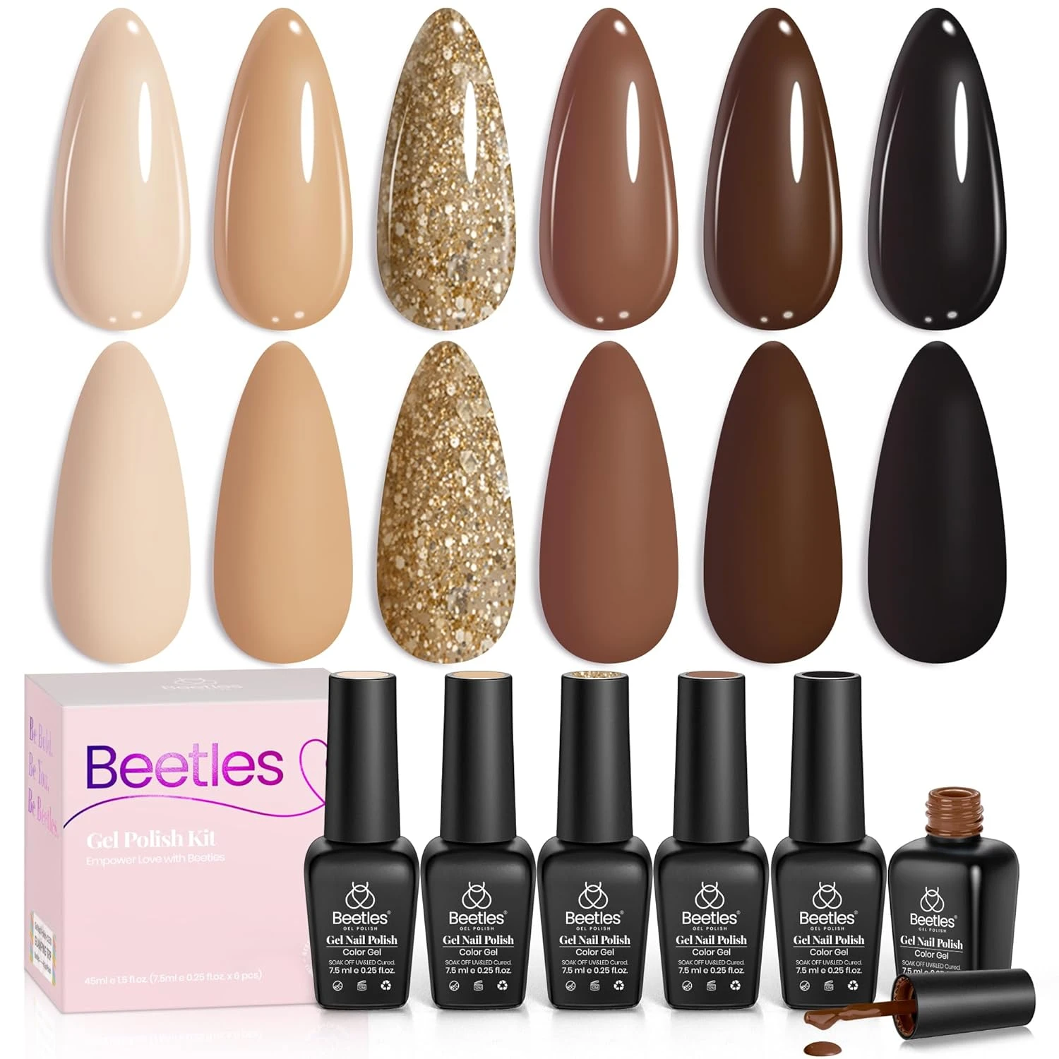 Brown and black gel set for tortie nail speckle layers