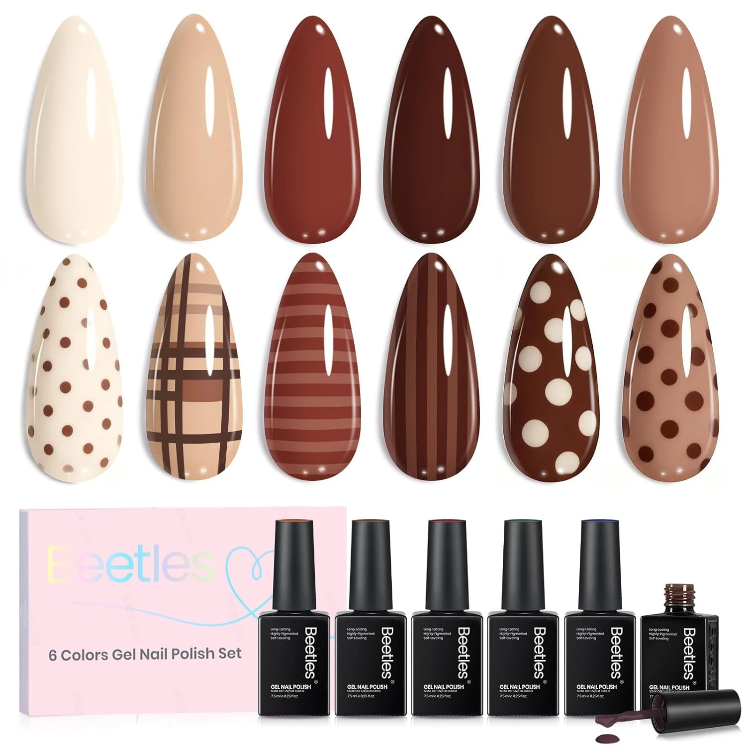 Brown gel nail polish for a mocha latte marble nail swirl