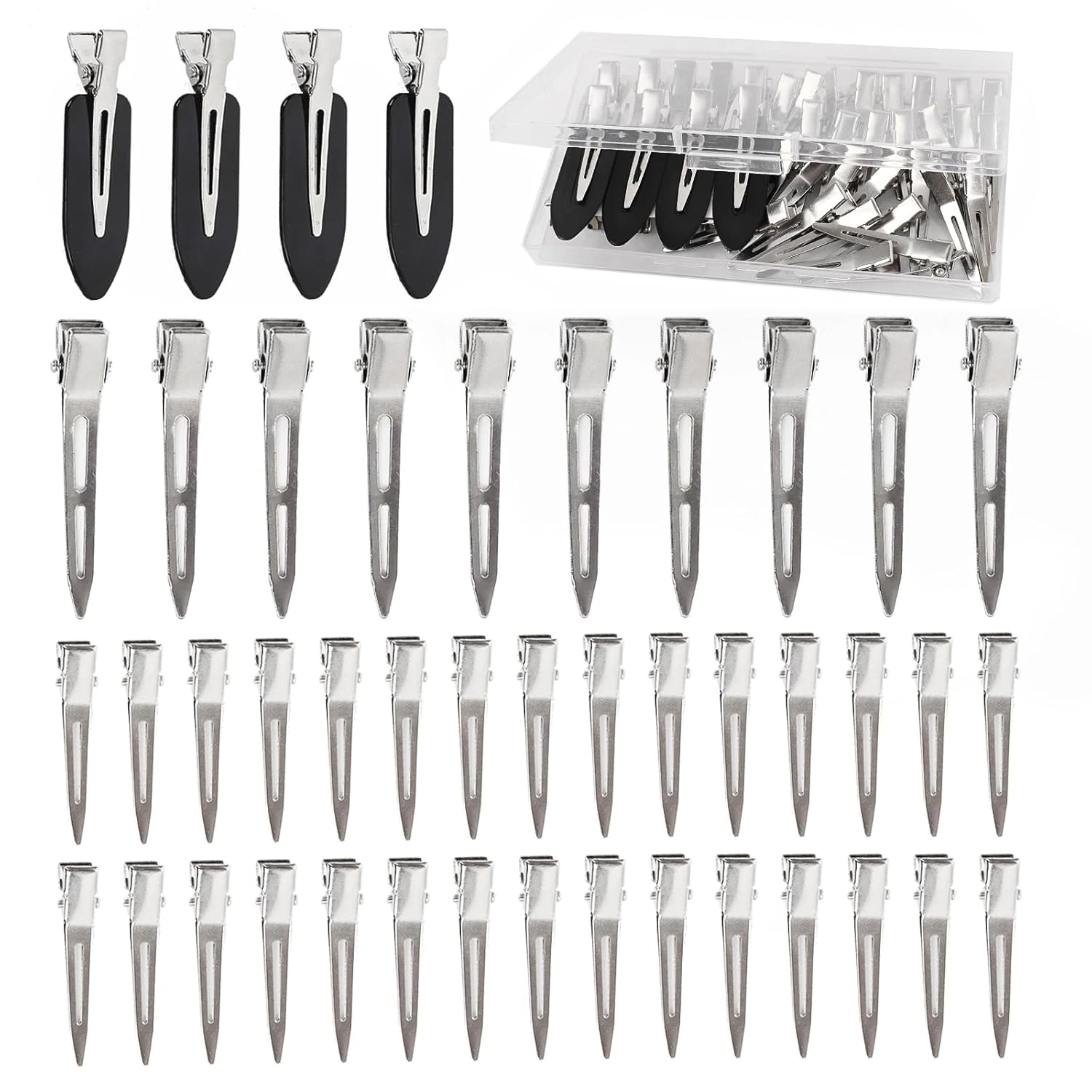 Styling pins for holding curtain bangs in a short wolf cut