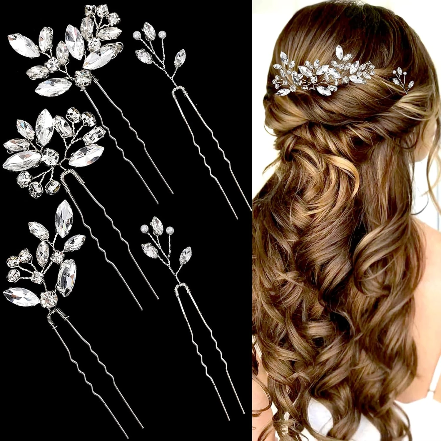 Delicate crystal hairpin for decorating a beach wedding chignon