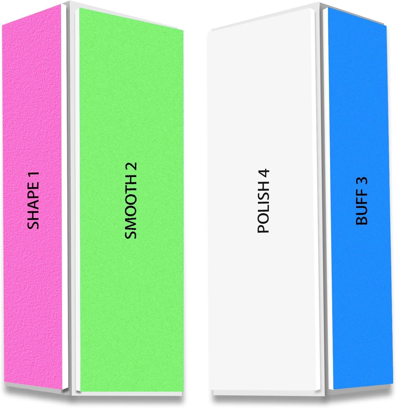 Four way nail buffer for achieving a smooth base for clean girl nails