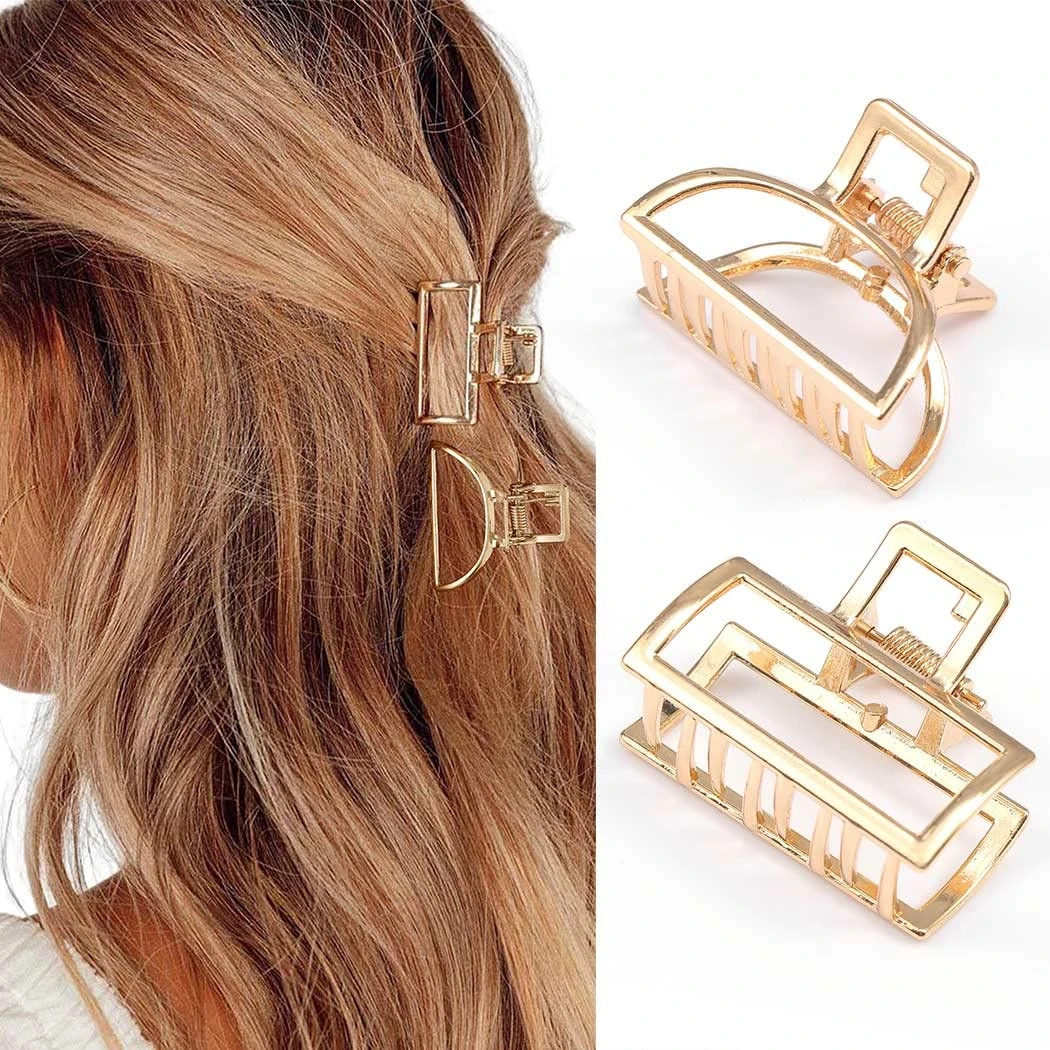 Gold minimal hair clip for finishing a casual beach wedding hairstyle