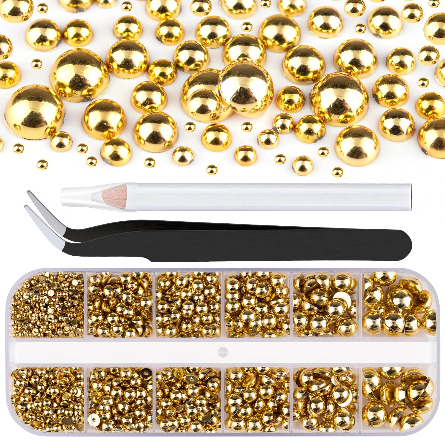 Flat gold studs for mixed metal rhinestone nails