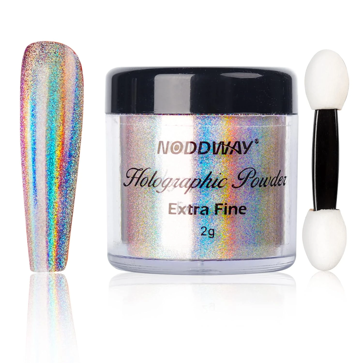 Holographic rainbow powder for disco chrome summer nails