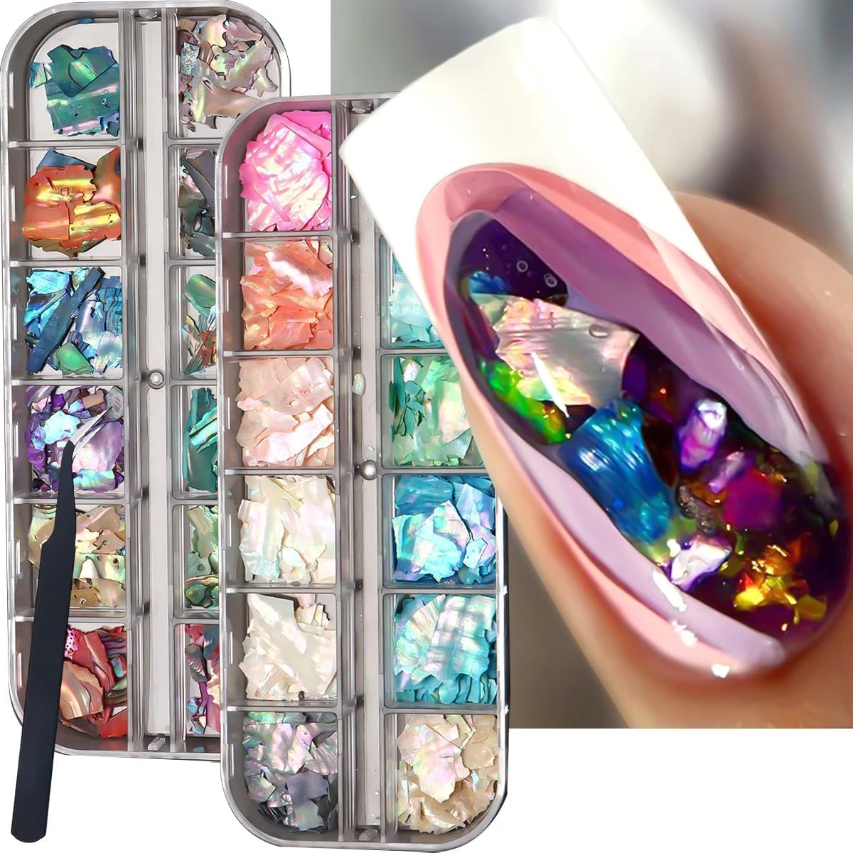 Iridescent shell foils for mother of pearl marble nails